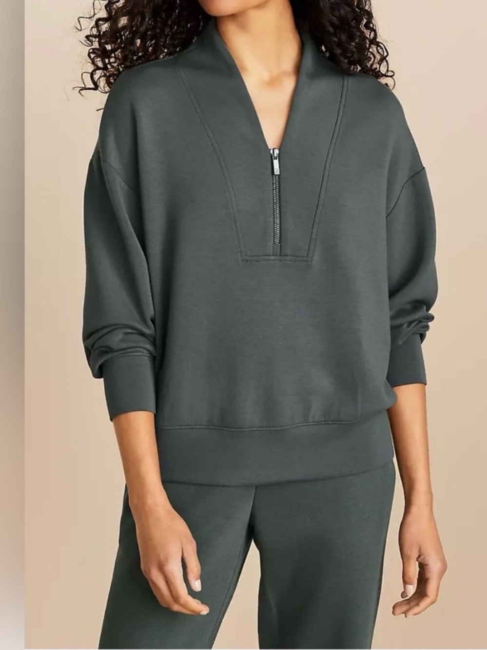 Lou & Grey Scubasoft Half Zip Sweatshirt Charcoal Half-Zip Pullover Sweatshirt